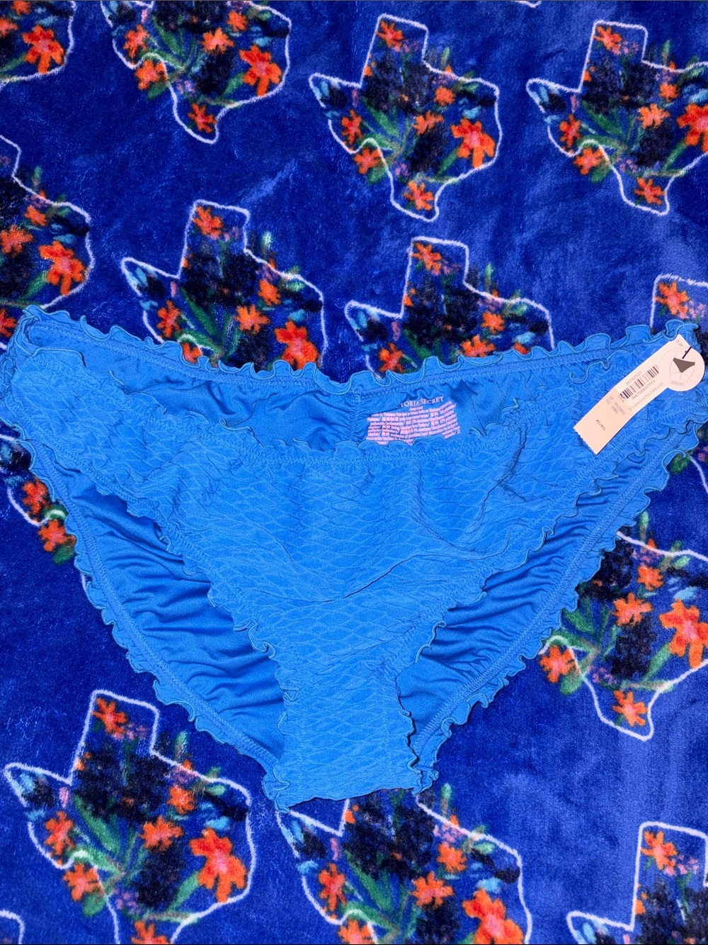 Victorias Secret Blue Ruffled Cheeky Bikini Bottoms BNWT